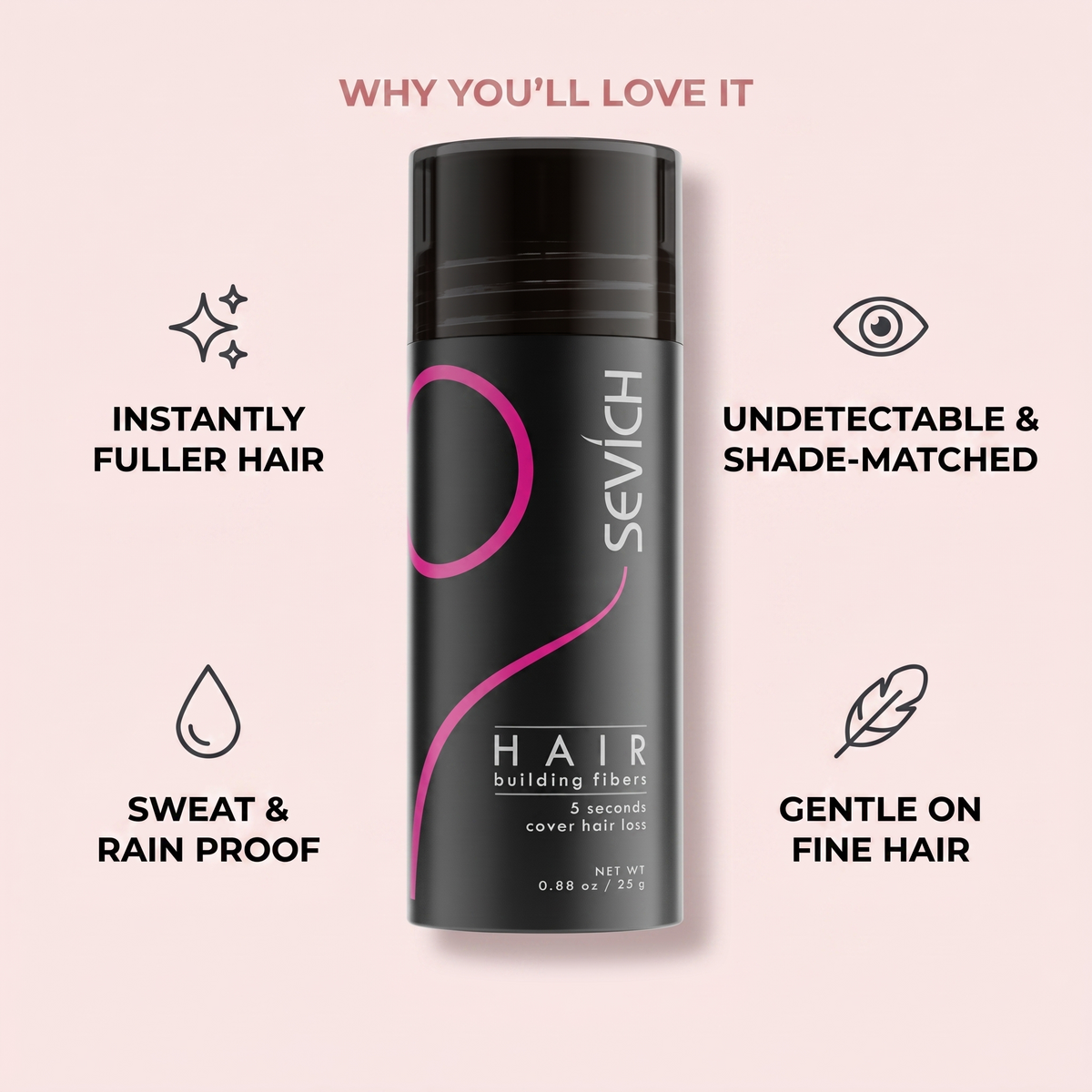 CrownFill — Instant Hair Thickening Fibers.